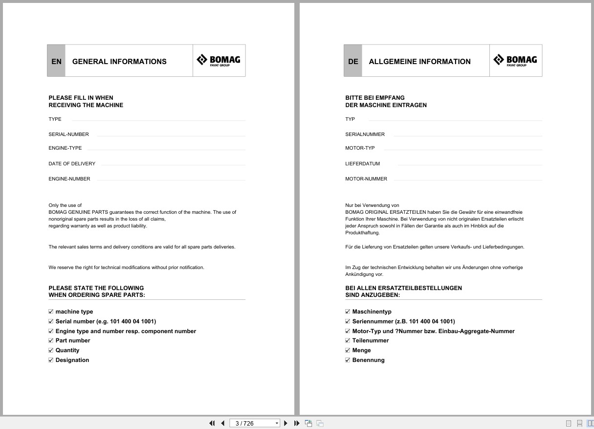 Bomag Combination Roller BW 90 SC 5 Spare Parts Catalog 2018 2025 EN DE FR (2)