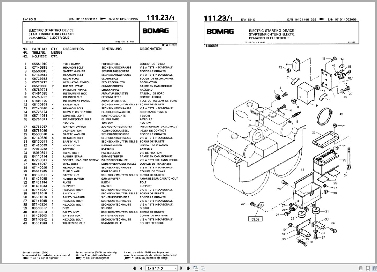 Bomag Double Vibratory Roller BW 60 S Spare Parts Catalog 00810011 2000 EN DE FR (3)