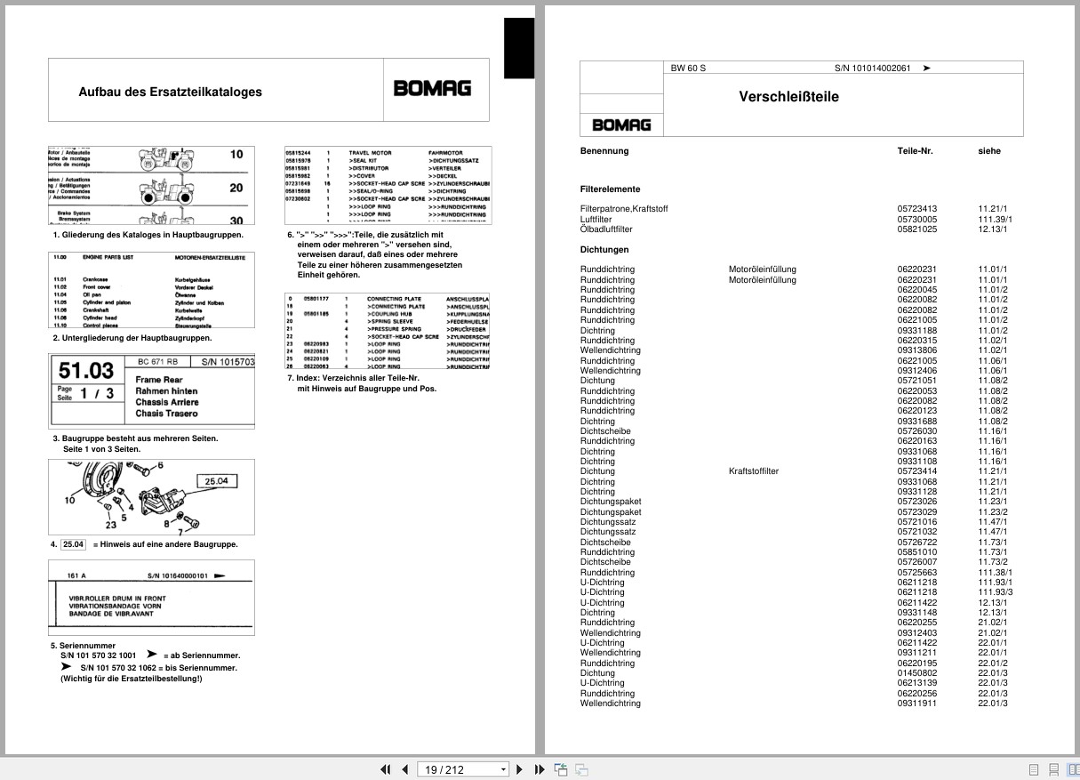 Bomag Double Vibratory Roller BW 60 S Spare Parts Catalog 00817556 2000 EN DE FR (3)