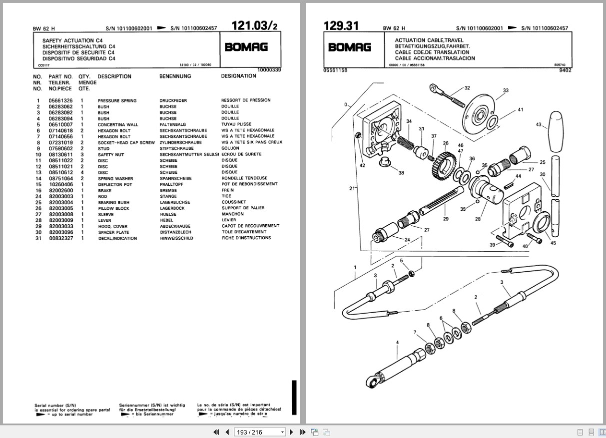 Bomag Double Vibratory Roller BW 62 H Spare Parts Catalog 00810194 2000 EN DE FR (2)