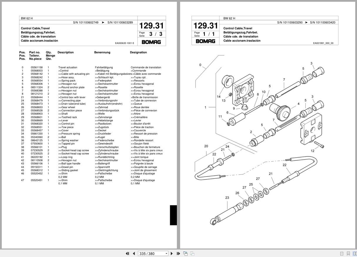 Bomag Double Vibratory Roller BW 62 H Spare Parts Catalog 2001 2005 EN DE FR (2)