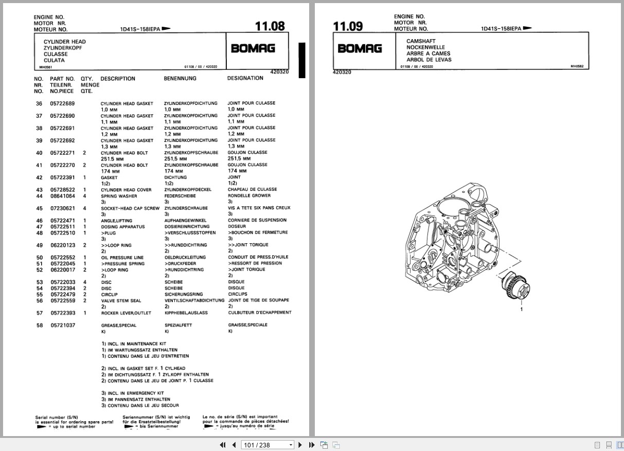 Bomag Double Vibratory Roller BW 62 H Spare Parts Catalog 2001 EN DE FR (3)