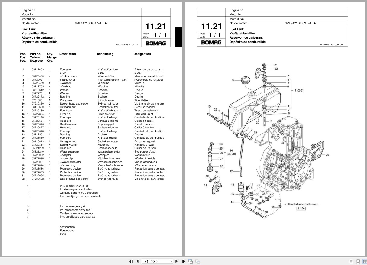 Bomag Double Vibratory Roller BW 62 H Spare Parts Catalog 2006 2009 EN DE FR (3)