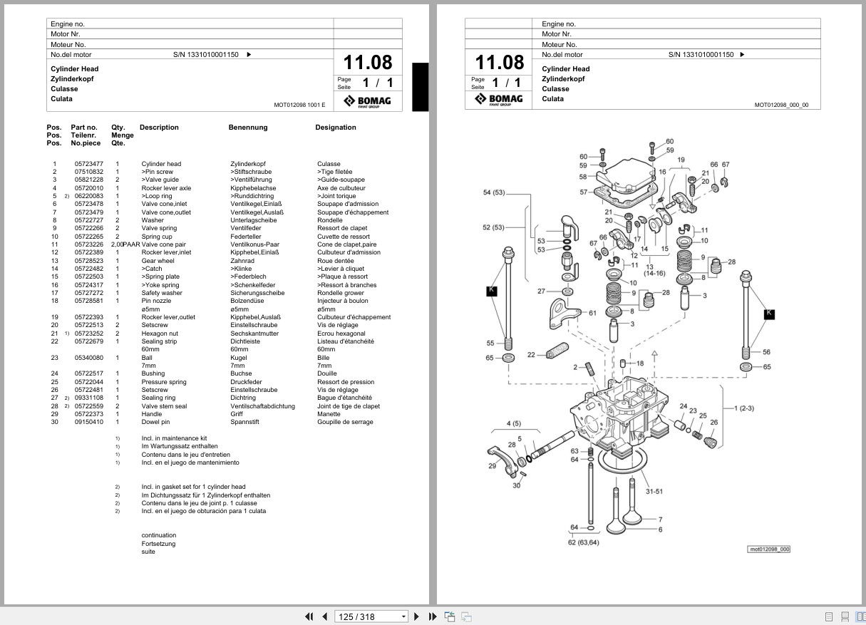 Bomag Double Vibratory Roller BW 62 H Spare Parts Catalog 2006 2010 EN DE FR (3)