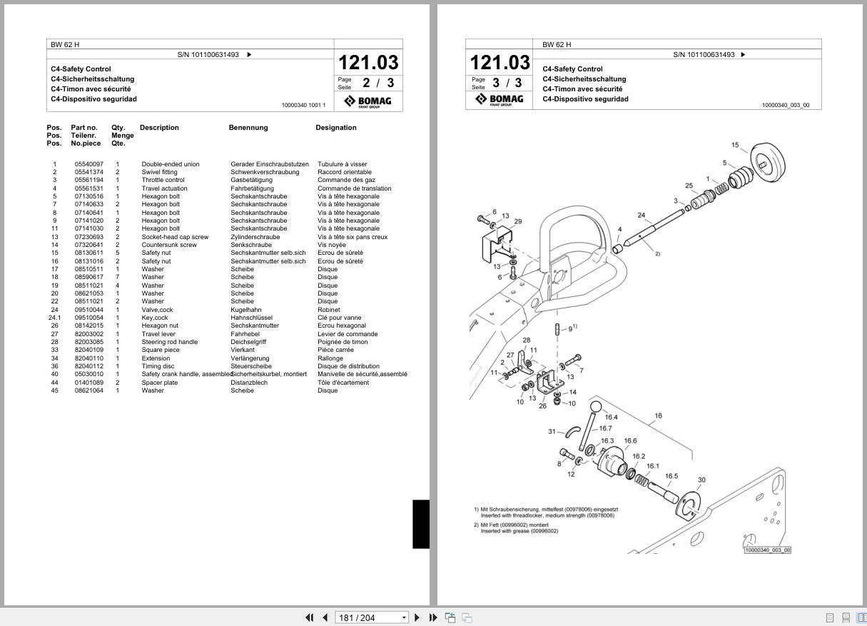Bomag Double Vibratory Roller BW 62 H Spare Parts Catalog 2010 EN DE FR (2)
