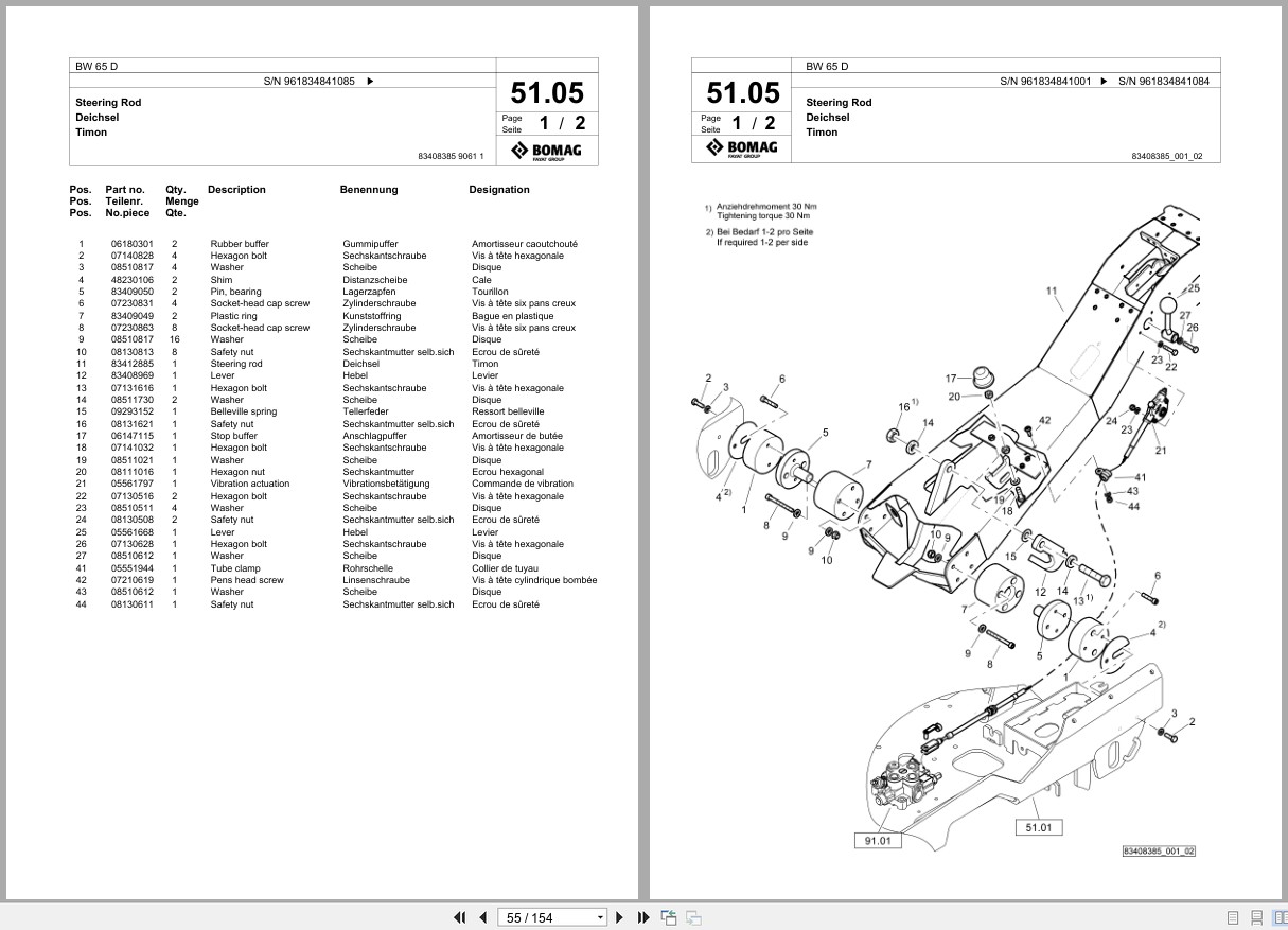 Bomag Double Vibratory Roller BW 65 D Spare Parts Catalog 2022 2025 EN DE FR (2)