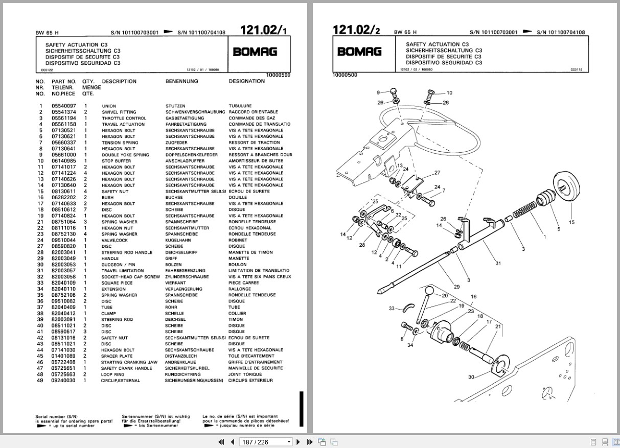 Bomag Double Vibratory Roller BW 65 H Spare Parts Catalog 00810195 2000 EN DE FR (2)