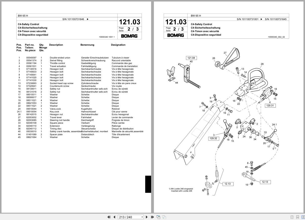 Bomag Double Vibratory Roller BW 65 H Spare Parts Catalog 03.2006 01.2010 EN DE FR (3)
