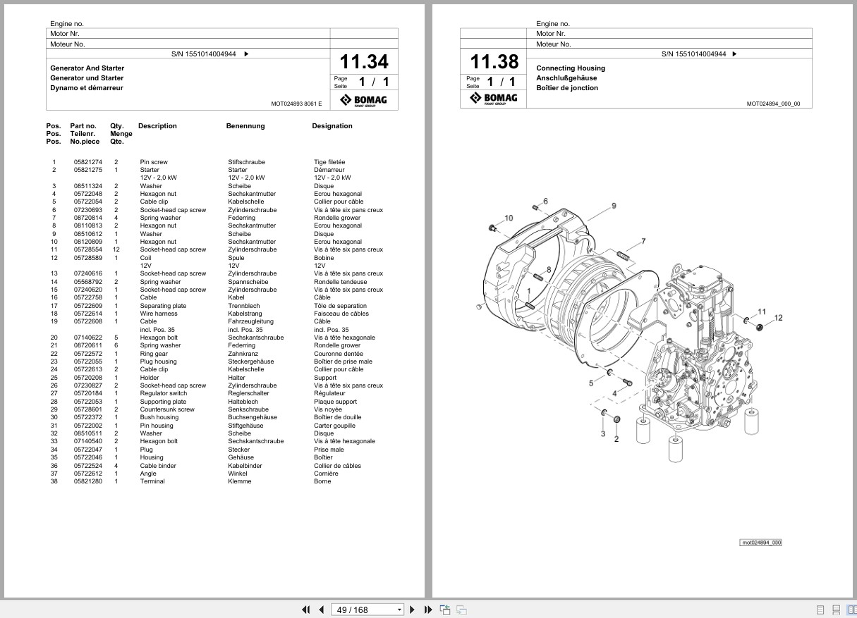 Bomag Double Vibratory Roller BW 65 H Spare Parts Catalog 03.2019 08.2019 EN DE FR (3)