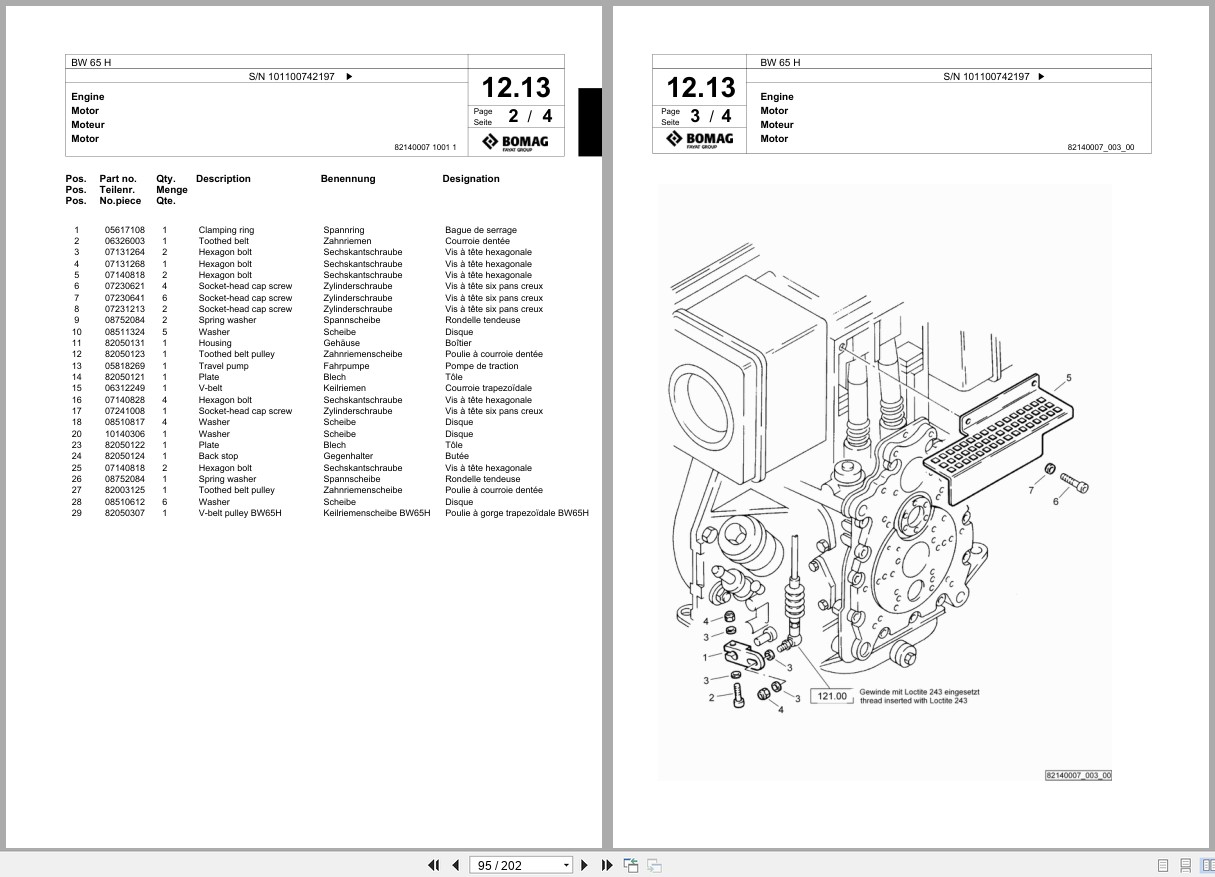 Bomag Double Vibratory Roller BW 65 H Spare Parts Catalog 04.2010 EN DE FR (3)