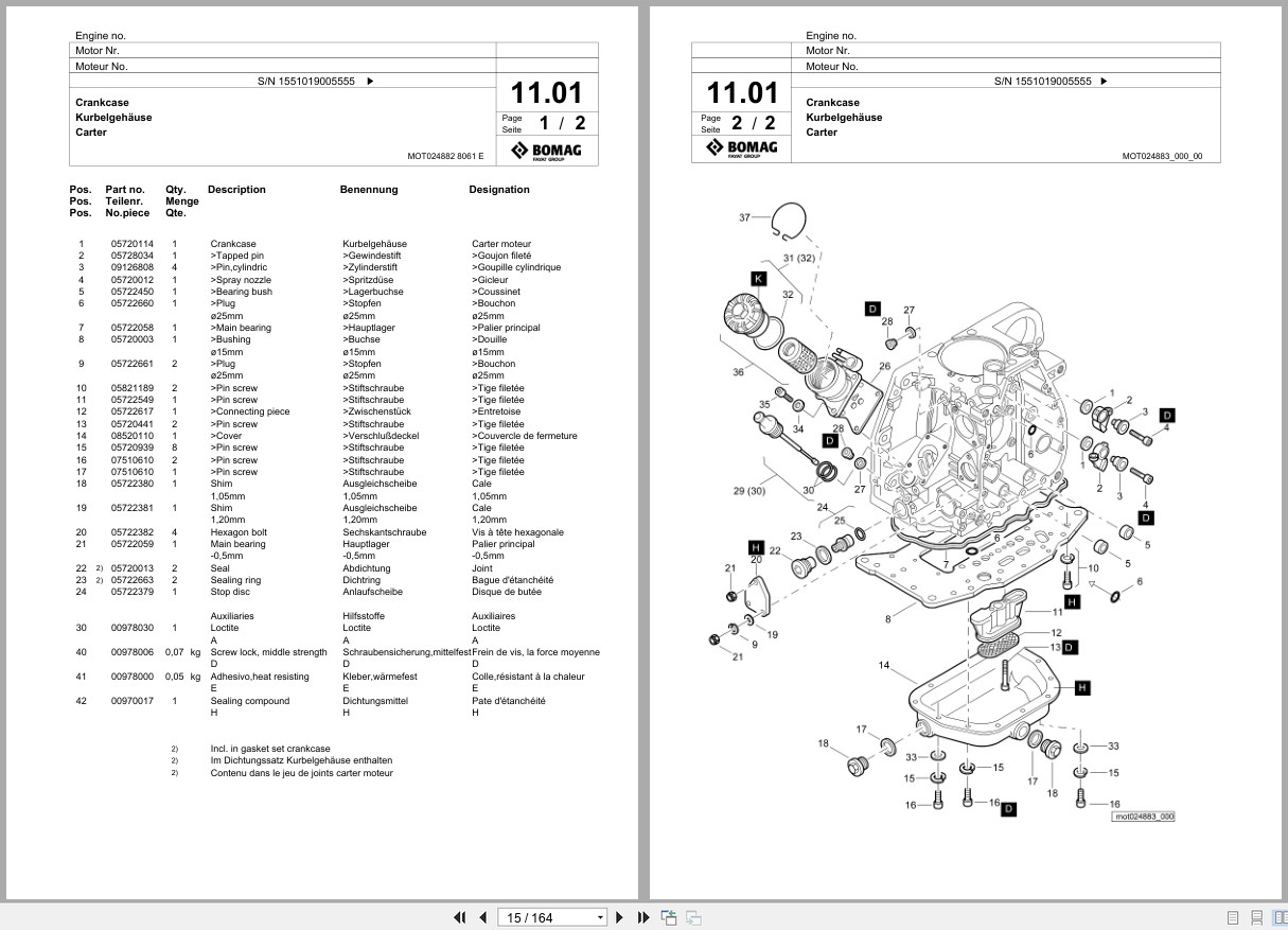 Bomag Double Vibratory Roller BW 65 H Spare Parts Catalog 08.2019 09.2019 EN DE FR (3)