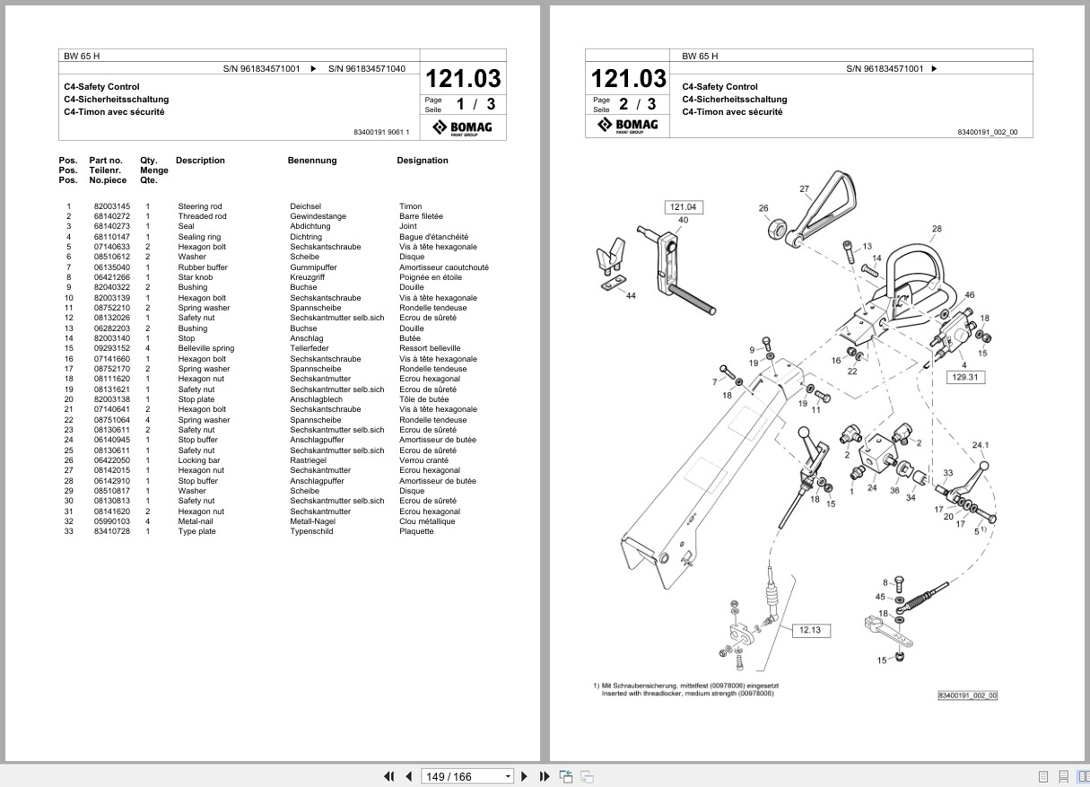Bomag Double Vibratory Roller BW 65 H Spare Parts Catalog 11.2019 01.2021 EN DE FR (2)