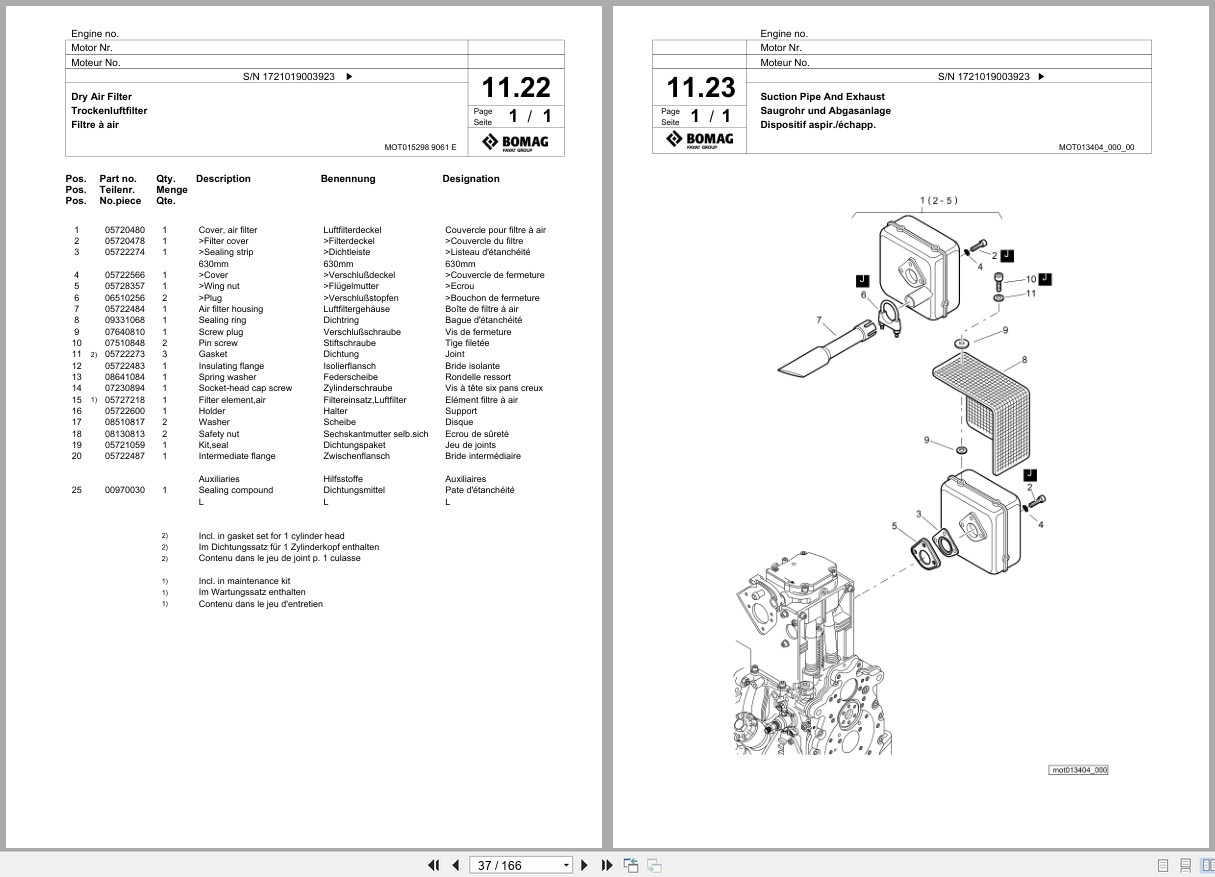 Bomag Double Vibratory Roller BW 65 H Spare Parts Catalog 11.2019 01.2021 EN DE FR (3)