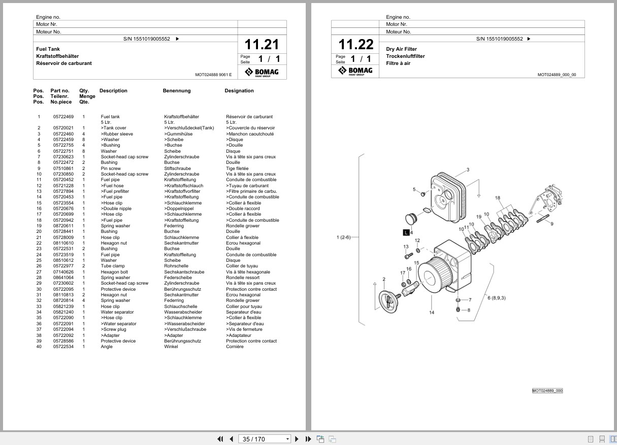 Bomag Double Vibratory Roller BW 65 H Spare Parts Catalog 11.2019 04.2021 EN DE FR (2)