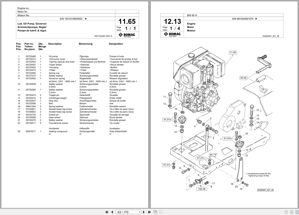 Bomag Double Vibratory Roller BW 65 H Spare Parts Catalog 11.2019 04.2021 EN DE FR (3)