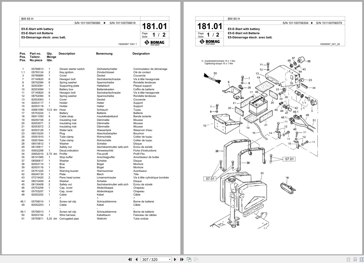 Bomag Double Vibratory Roller BW 65 H Spare Parts Catalog 2001 2006 EN DE FR (2)