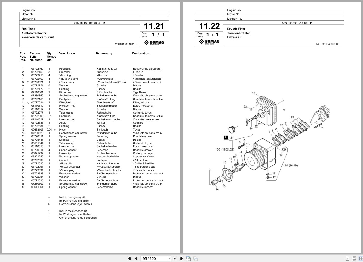 Bomag Double Vibratory Roller BW 65 H Spare Parts Catalog 2001 2006 EN DE FR (3)