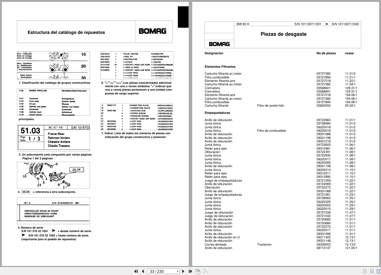 Bomag Double Vibratory Roller BW 65 H Spare Parts Catalog 2006 2007 EN DE FR (3)