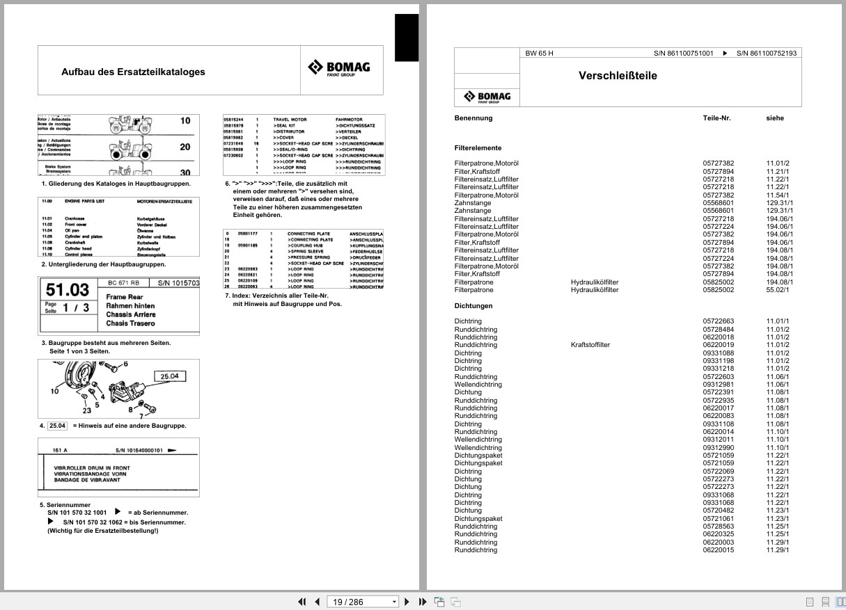 Bomag Double Vibratory Roller BW 65 H Spare Parts Catalog 2010 2014 EN DE FR (3)
