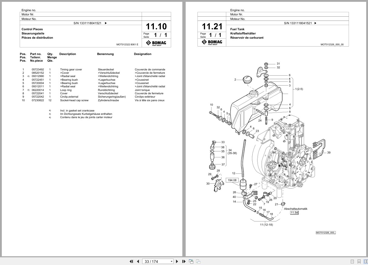 Bomag Double Vibratory Roller BW 65 H Spare Parts Catalog 2018 2019 EN DE FR (2)