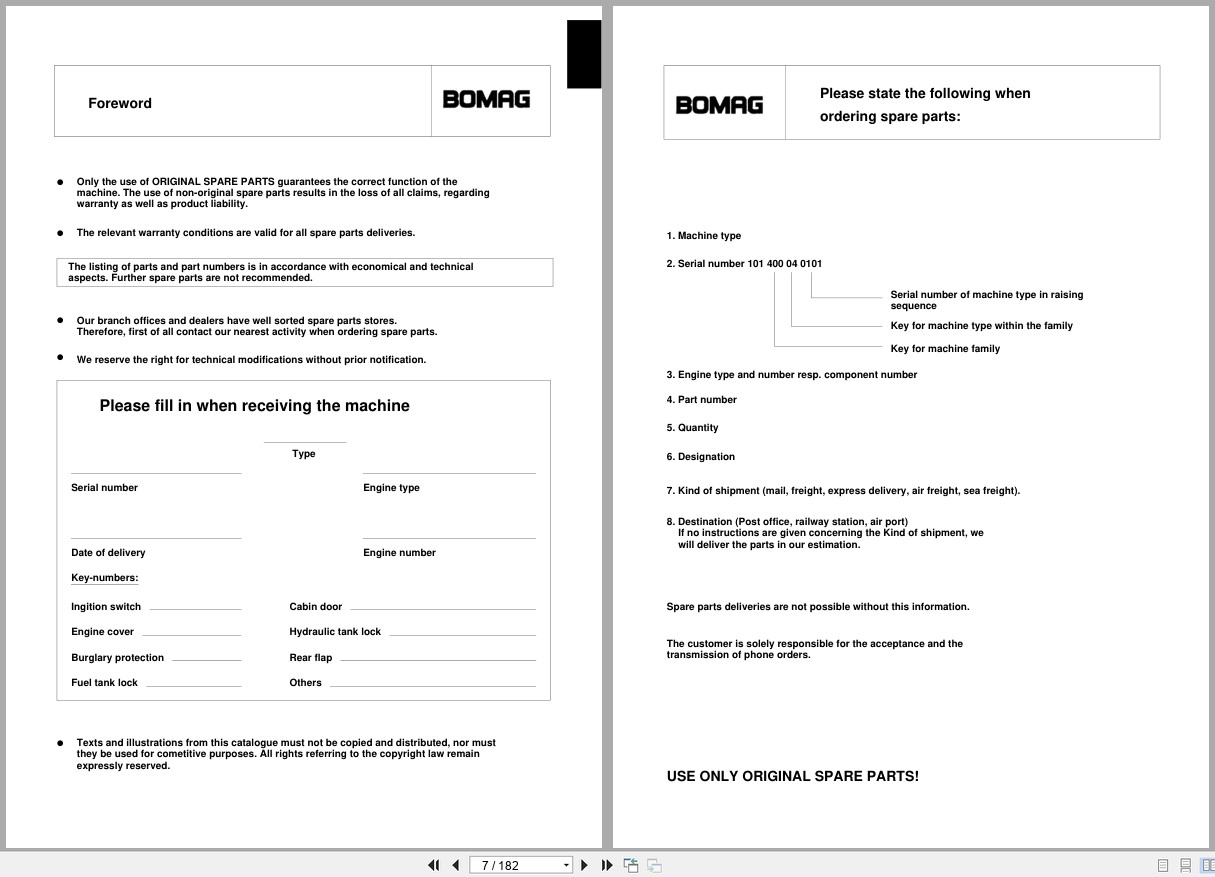 Bomag Double Vibratory Roller BW 65 S Spare Parts Catalog 00817559 2001 EN DE FR (2)