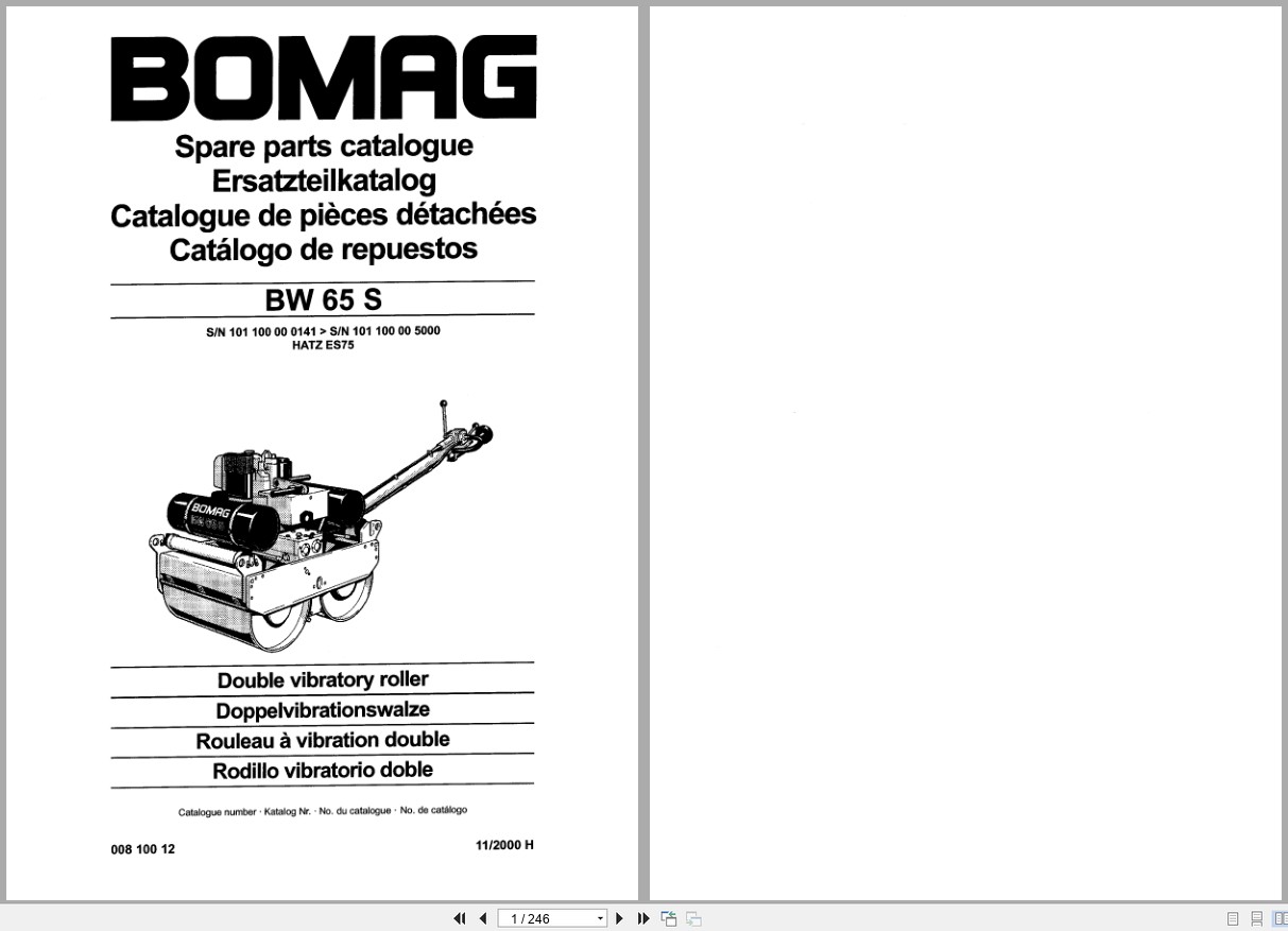 Bomag Double Vibratory Roller BW 65 S Spare Parts Catalog 2000 EN DE FR (1)