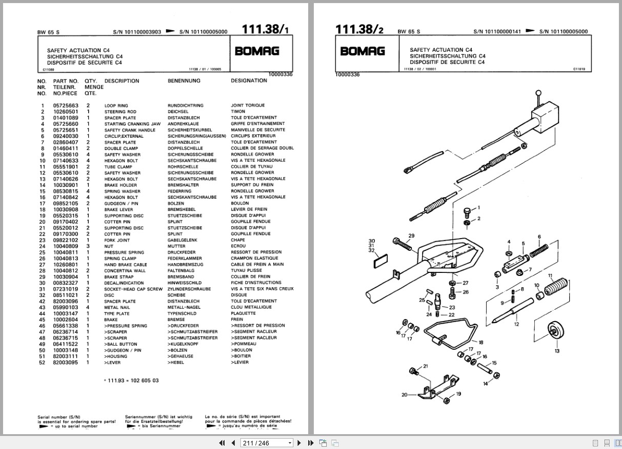Bomag Double Vibratory Roller BW 65 S Spare Parts Catalog 2000 EN DE FR (3)
