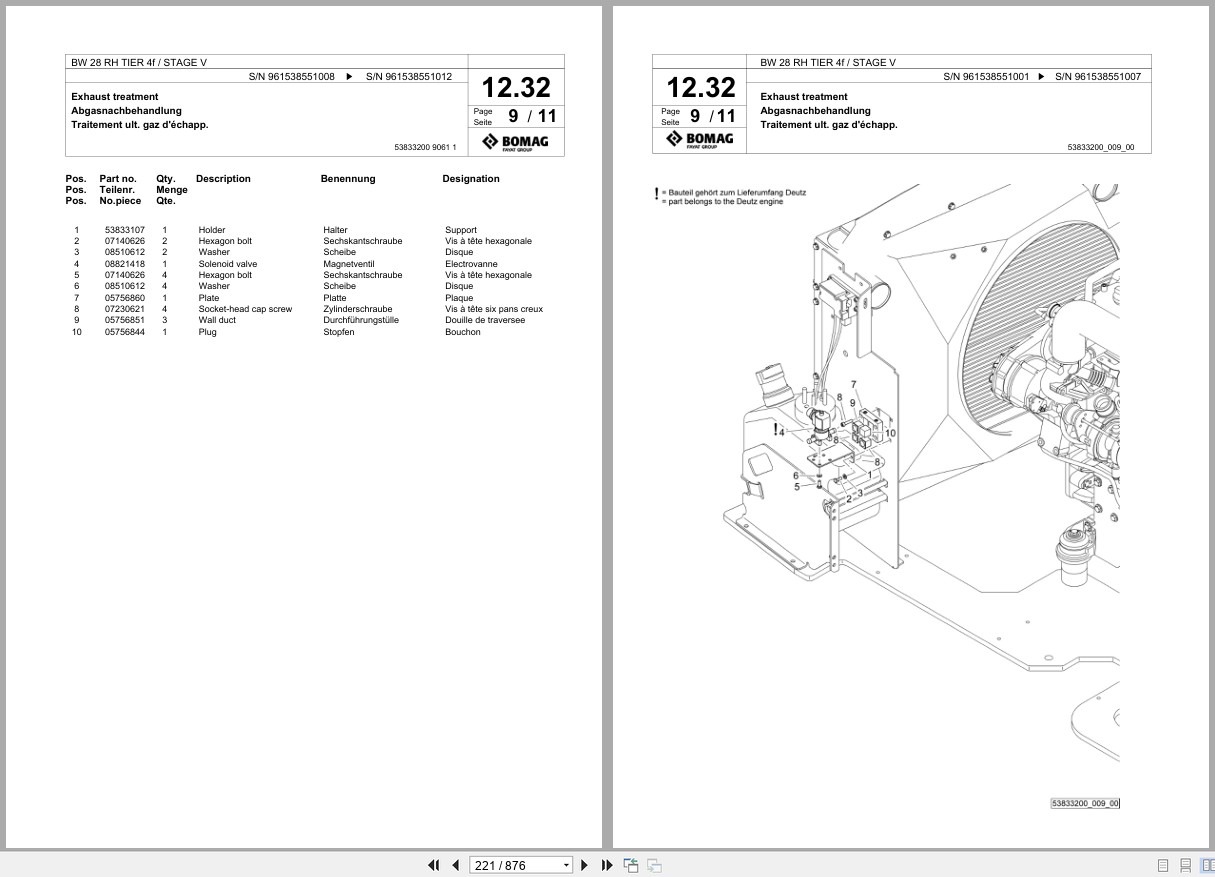Bomag Pneumatic Tyred Roller BW 28 RH TIER 4f STAGE V Spare Parts Catalog 2022 2023 EN DE FR (2)