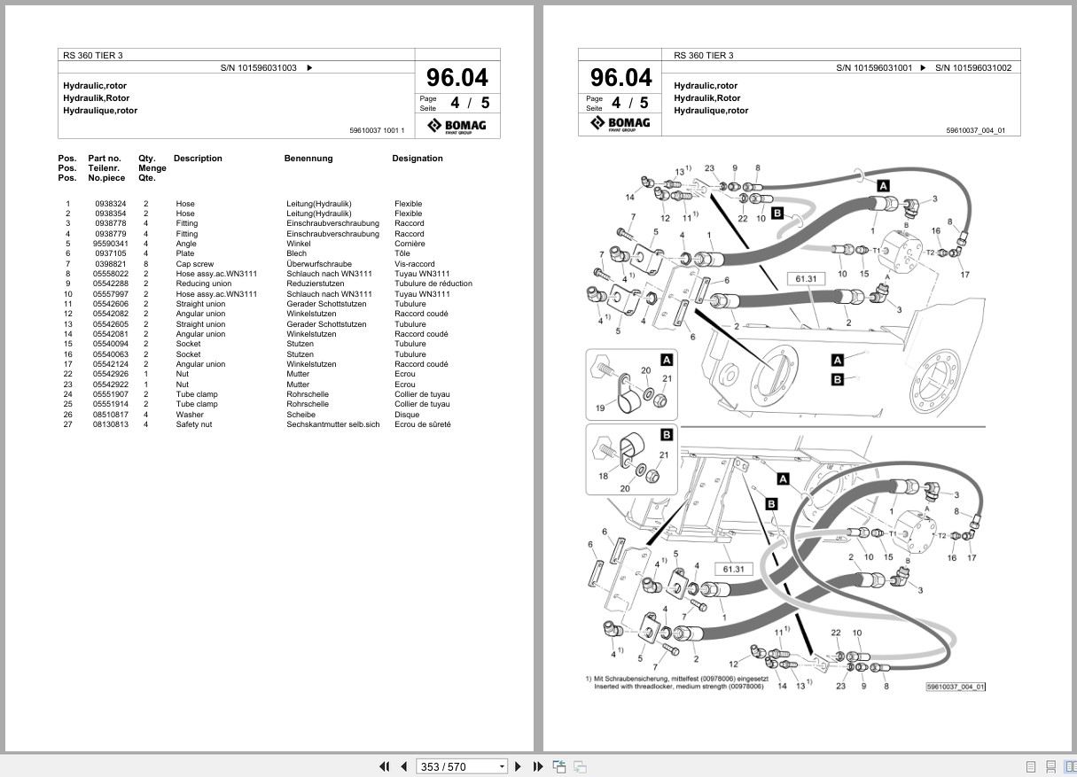 Bomag Soil Stabilizer Asphalt Recycler RS 360 TIER 3 Spare Parts Catalog 2017 2018 EN DE FR (3)