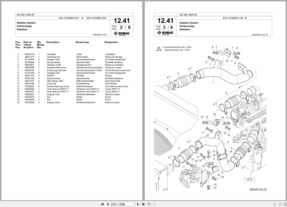 Bomag Soil Stabilizer Asphalt Recycler RS 360 TIER 4F Spare Parts Catalog 2016 2025 EN DE FR (2)