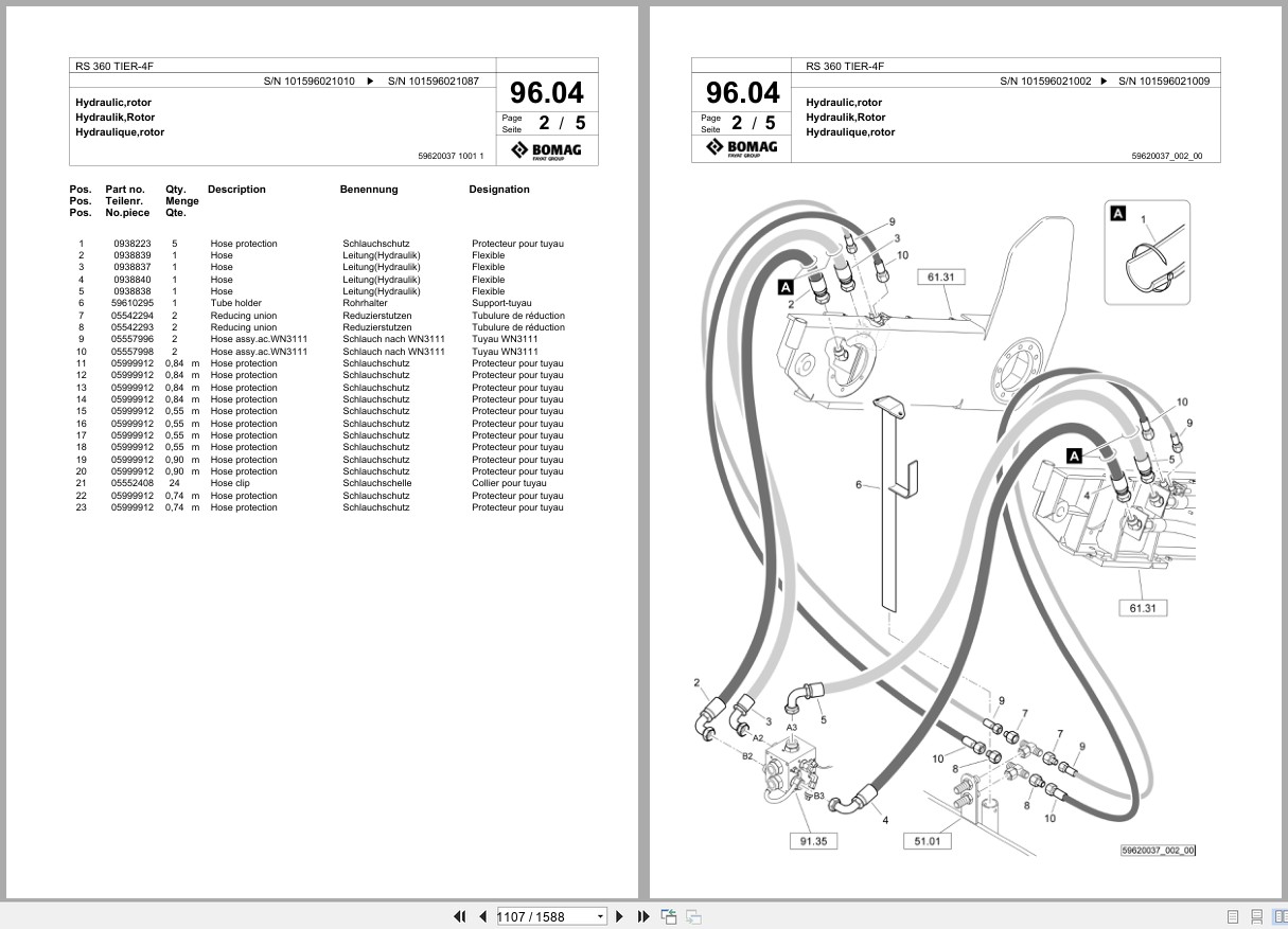 Bomag Soil Stabilizer Asphalt Recycler RS 360 TIER 4F Spare Parts Catalog 2016 2025 EN DE FR (3)