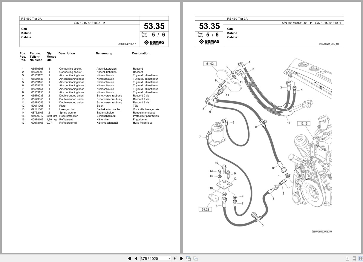 Bomag Soil Stabilizer Asphalt Recycler RS 460 Tier 3A Spare Parts Catalog 2016 2017 EN DE FR (2)