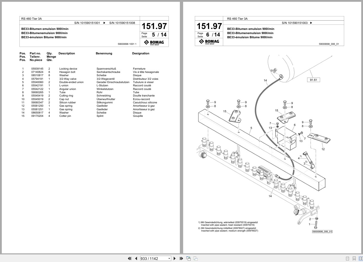 Bomag Soil Stabilizer Asphalt Recycler RS 460 Tier 3A Spare Parts Catalog 2018 2019 EN DE FR (2)