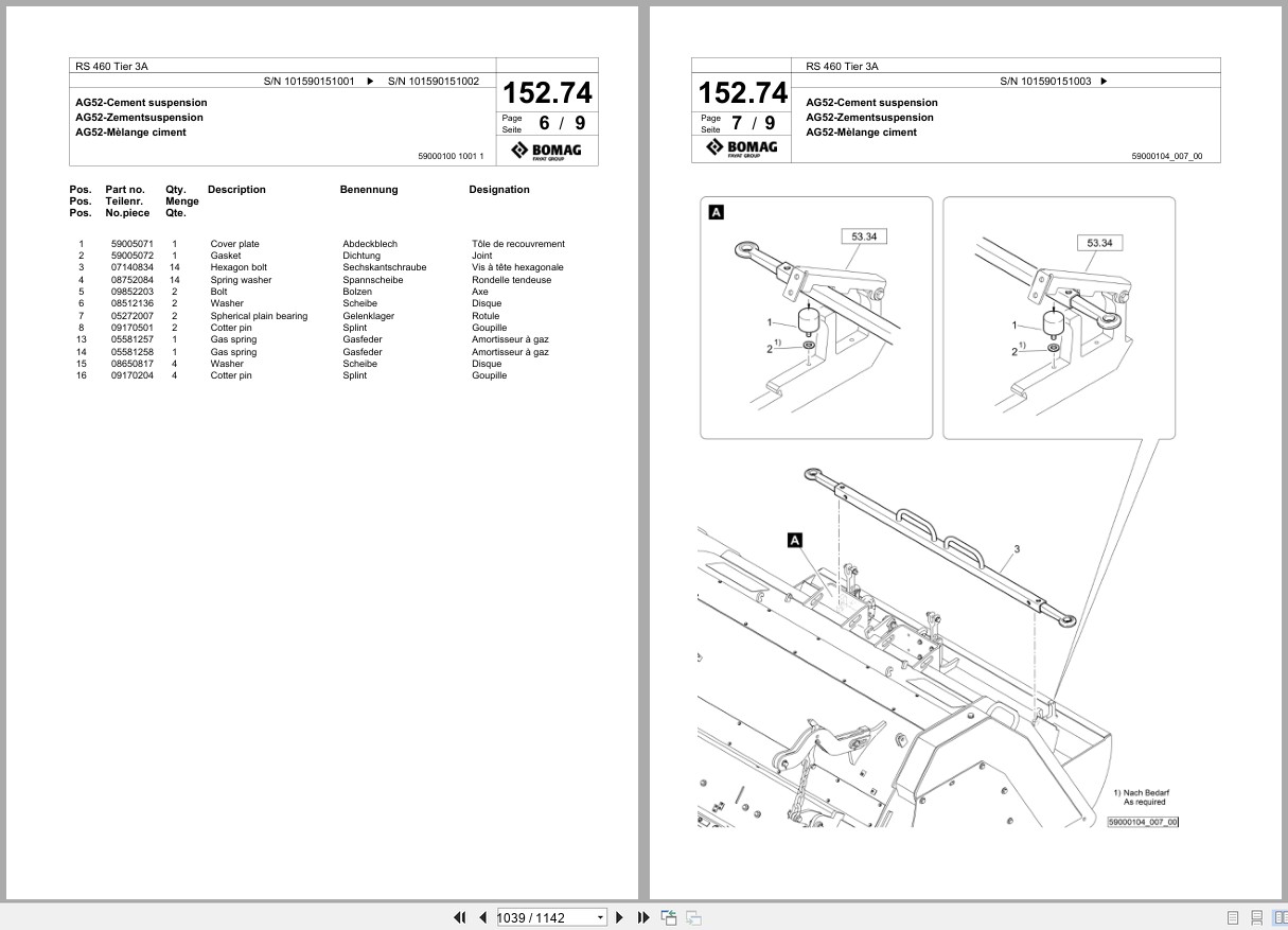 Bomag Soil Stabilizer Asphalt Recycler RS 460 Tier 3A Spare Parts Catalog 2018 2019 EN DE FR (3)
