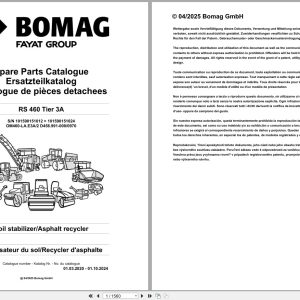 Bomag Soil Stabilizer Asphalt Recycler RS 460 Tier 3A Spare Parts Catalog 2020 2024 EN DE FR (1)