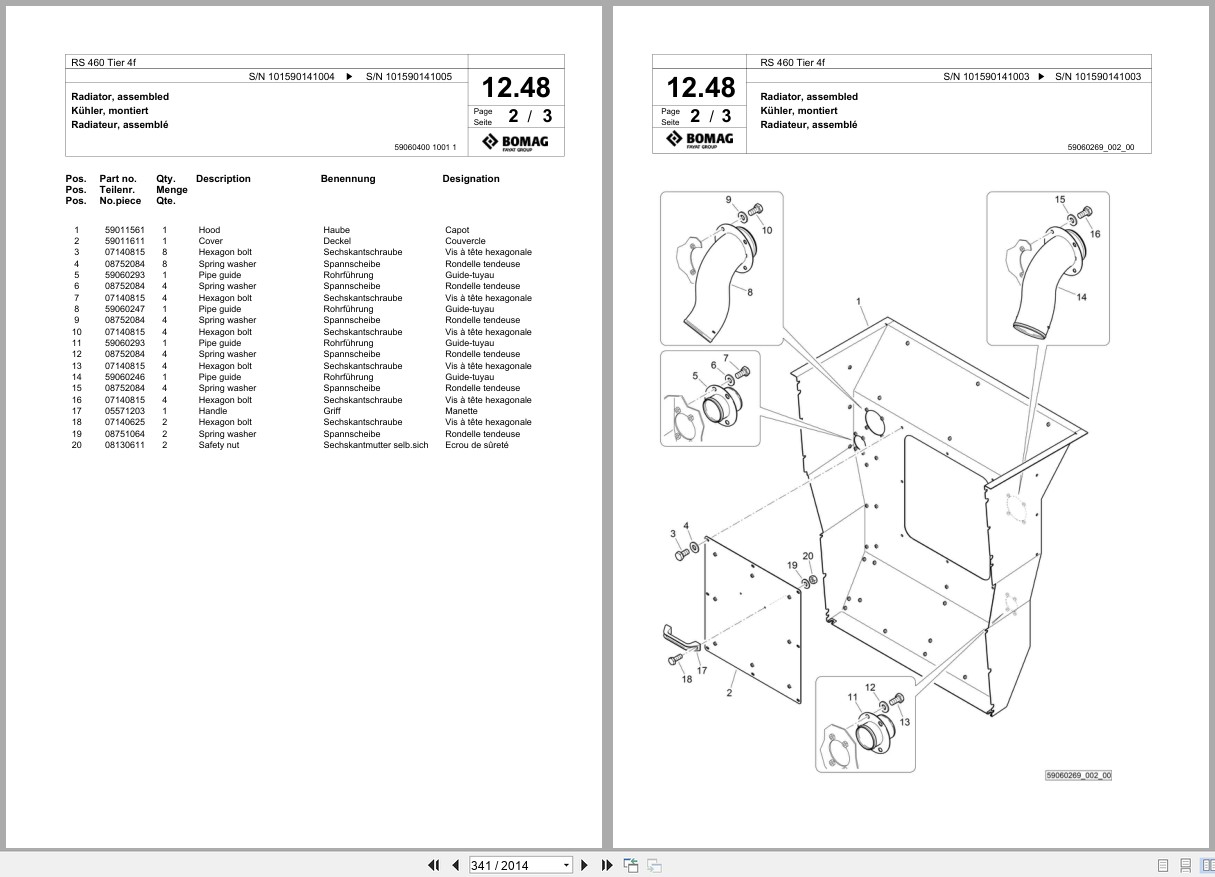 Bomag Soil Stabilizer Asphalt Recycler RS 460 Tier 4f Spare Parts Catalog 2015 2017 EN DE FR (2)