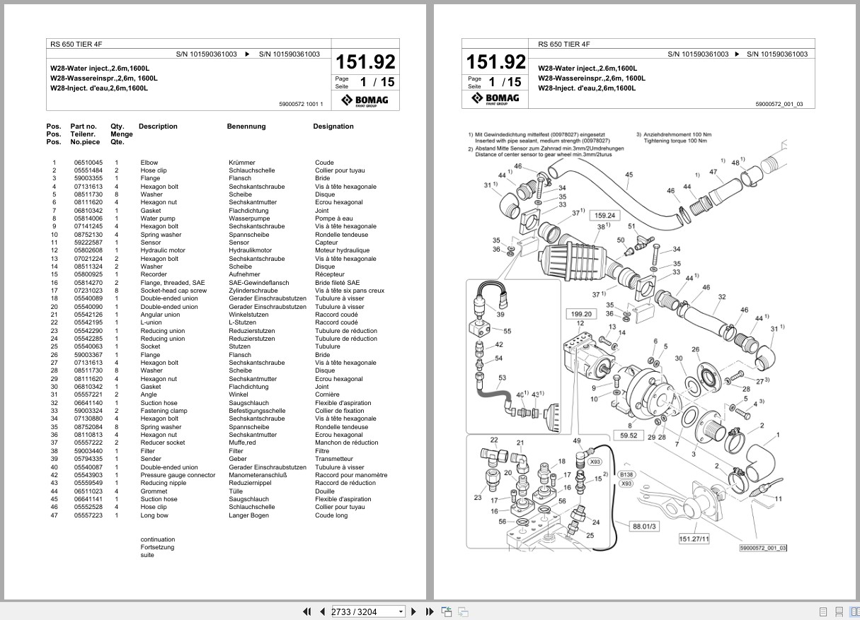 Bomag Soil Stabilizer Asphalt Recycler RS 650 TIER 4F Spare Parts Catalog 2017 2022 EN DE FR (2)