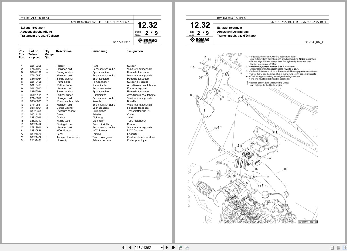 Bomag Tandem Vibratory Roller BW 161 ADO 5 Tier 4 Spare Parts Catalog 2015 2020 EN DE FR (3)