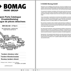 Bomag Tandem Vibratory Roller BW 202 AD 5 Tier 4 Spare Parts Catalog 2015 2019 EN DE FR (1)