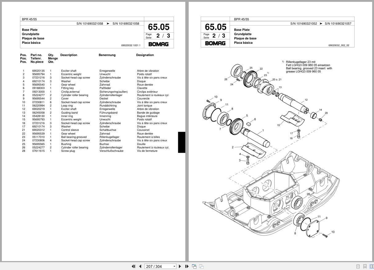 Bomag Vibratory Plate Compactor BPR 45 55 Spare Parts Catalog 2005 2007 EN DE FR (2)