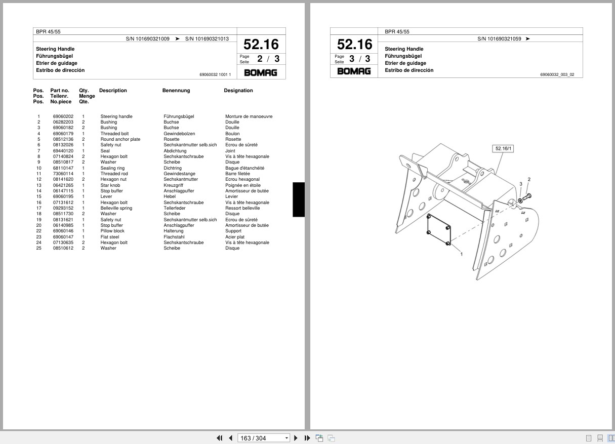 Bomag Vibratory Plate Compactor BPR 45 55 Spare Parts Catalog 2005 2007 EN DE FR (3)