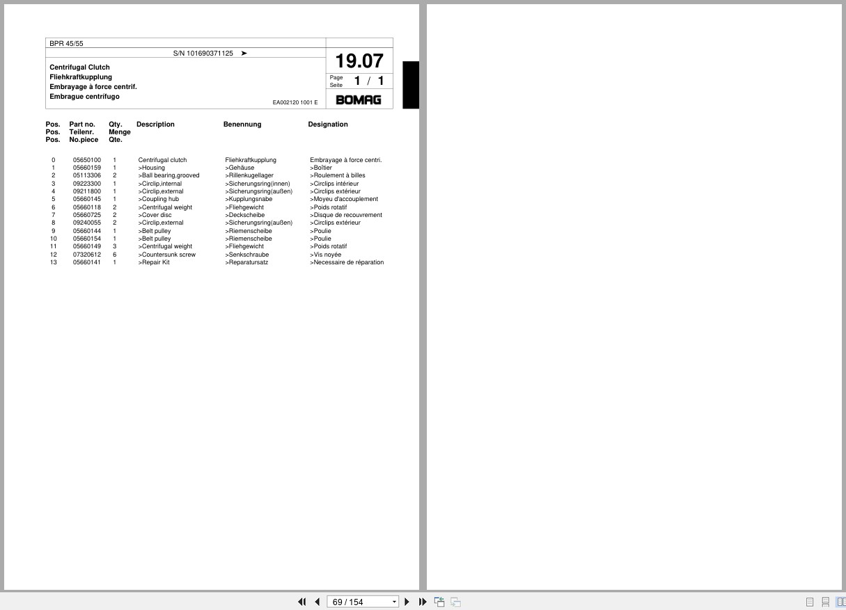 Bomag Vibratory Plate Compactor BPR 45 55 Spare Parts Catalog 2008 EN DE FR (2)