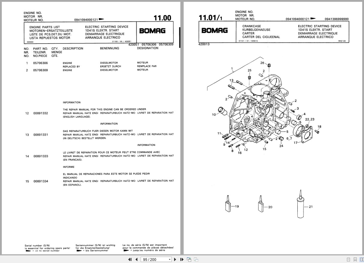 Bomag Vibratory Plate Compactor BPR 50 52 D 2 BPR 55 52 D 2 BPR 60 52 D 2 Spare Parts Catalog 2000 EN DE FR (3)