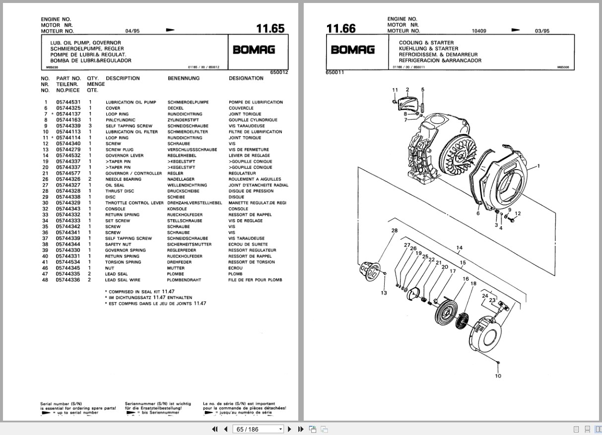 Bomag Vibratory Plate Compactor BPR 50 52 D 2 BPR 55 52 D 2 BPR 60 52 D 2 Spare Parts Catalog 2001 EN DE FR (3)