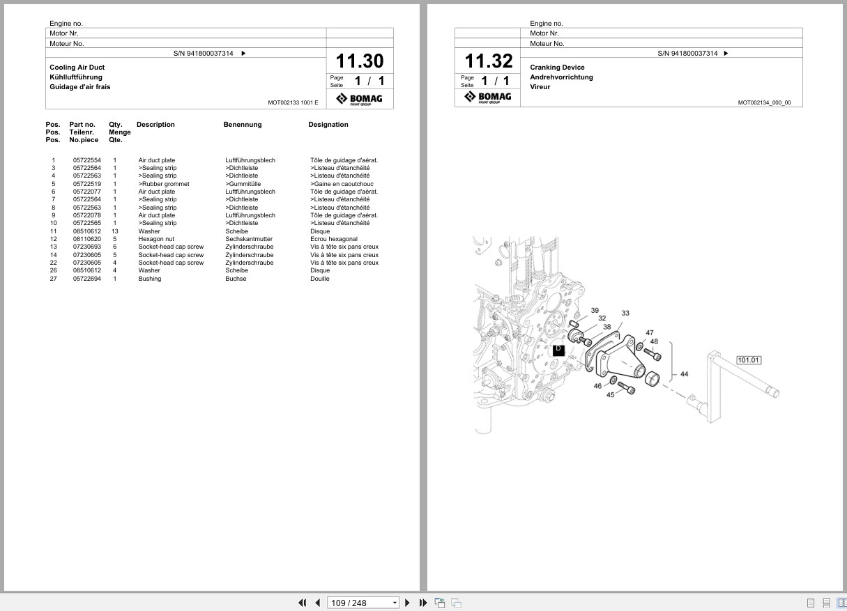Bomag Vibratory Plate Compactor BPR 50 52 D 3 Spare Parts Catalog 2000 2001 EN DE FR (2)