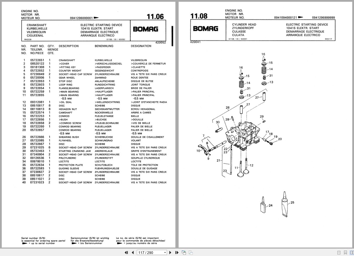 Bomag Vibratory Plate Compactor BPR 50 52 D BPR 55 52 D BPR 60 52 D Spare Parts Catalog 1999 EN DE FR (2)
