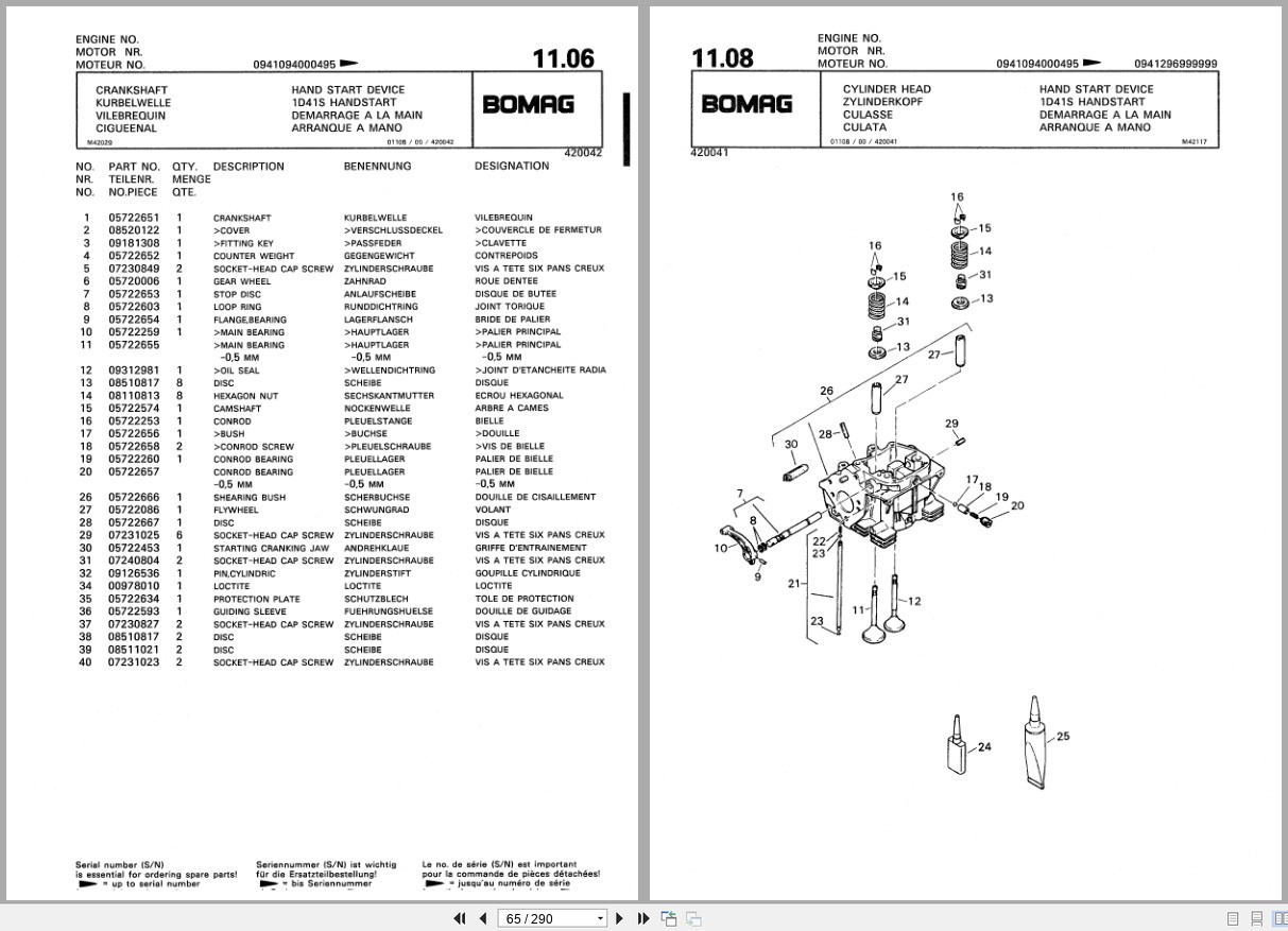 Bomag Vibratory Plate Compactor BPR 50 52 D BPR 55 52 D BPR 60 52 D Spare Parts Catalog 1999 EN DE FR (3)