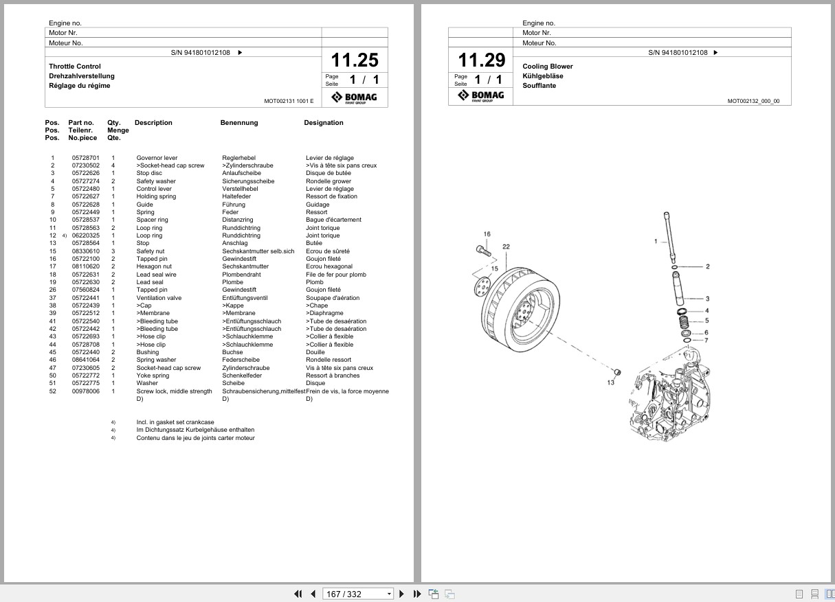 Bomag Vibratory Plate Compactor BPR 50 52D 3 BPR 55 52D 3 Spare Parts Catalog 2001 2004 EN DE FR (2)