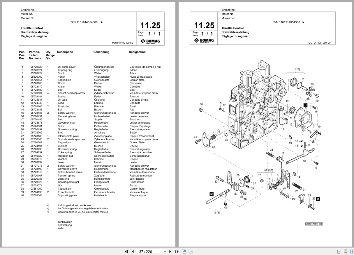 Bomag Vibratory Plate Compactor BPR 50 55 D Spare Parts Catalog 01.2015 09.2016 EN DE FR (2)