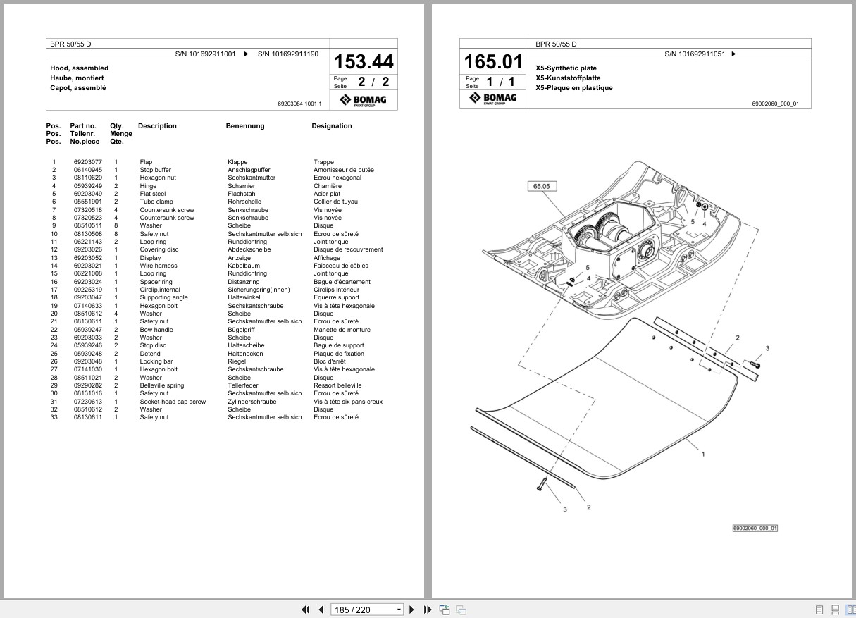 Bomag Vibratory Plate Compactor BPR 50 55 D Spare Parts Catalog 01.2015 09.2016 EN DE FR (3)